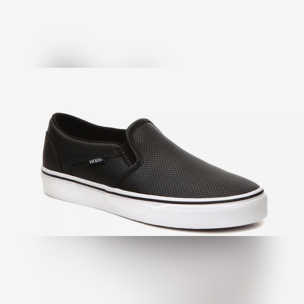 Vans Perforated Black and White Slip-On Sneakers